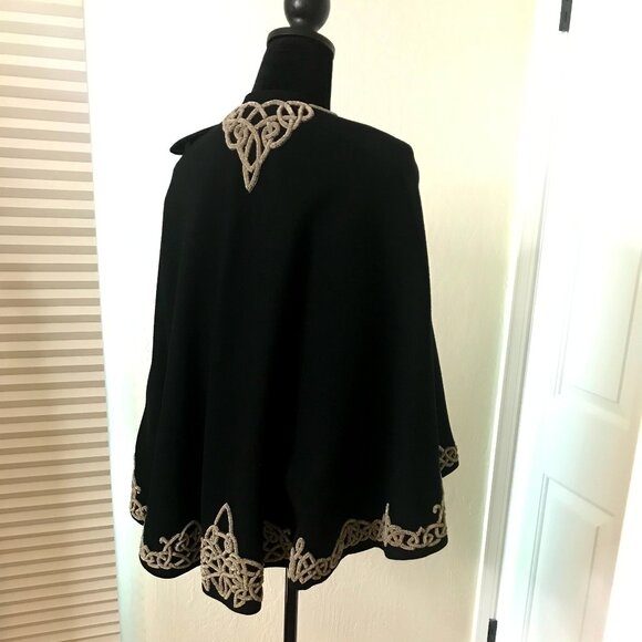 ALEXANDER MCQUEEN BLACK WOOL CAPE - Picture 11 of 12